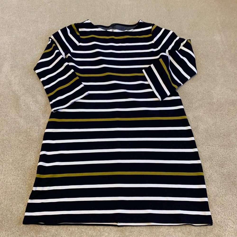 Ann Taylor 3/4 Sleeve Striped Scoop Neck Dress